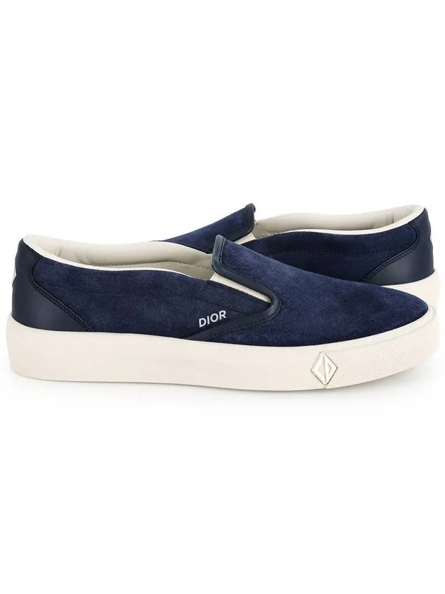 B101 Suede Smooth Calfskin Slip On Sneakers Navy Dior