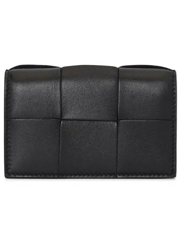 Bottega Veneta Intrecciato Flap Card Wallet Black