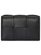 Bottega Veneta Intrecciato Flap Card Wallet Black