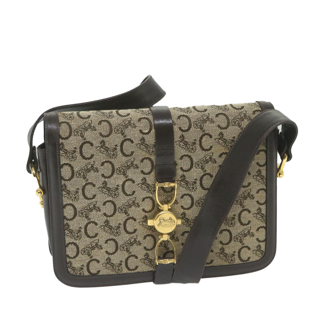 CELINE C Macadam Canvas Shoulder Bag Beige  58911