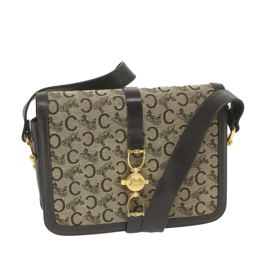 CELINE C Macadam Canvas Shoulder Bag Beige  58911