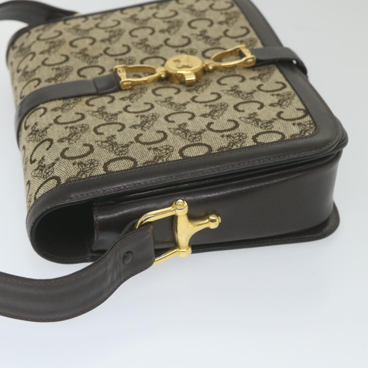 CELINE C Macadam Canvas Shoulder Bag Beige  58911