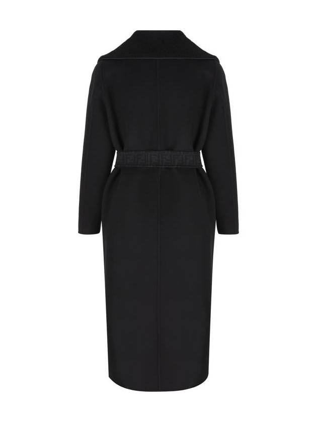 Fendi Shawl Collar Belt Coat Black