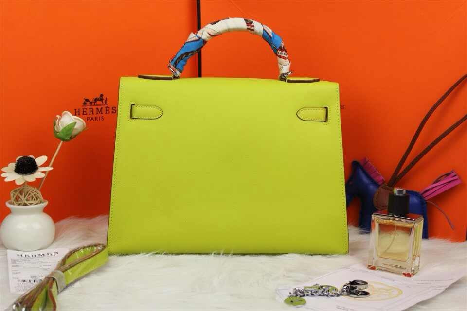 Hermes Kelly 32cm Epsom Leather Handbag Lemon Yellow