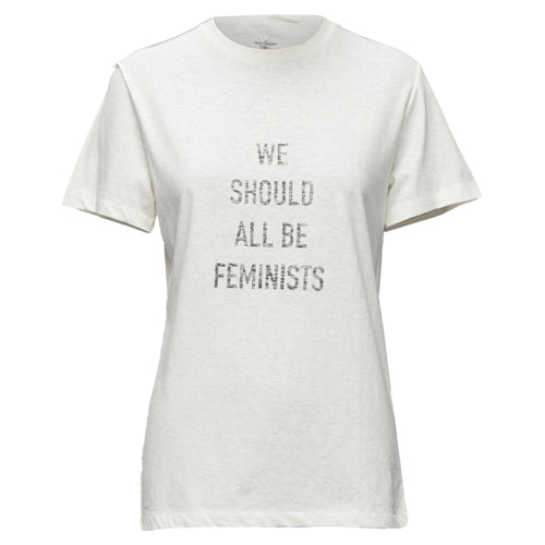 Dior We Should All Be Feminists Reversed Print Cotton Linen Tshirt