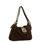 FENDI Mamma Bucket Handbag in Suede Leather Brown