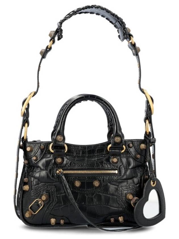 Balenciaga Neo Cagole Small Crocodile Embossed Leather Tote Bag Black
