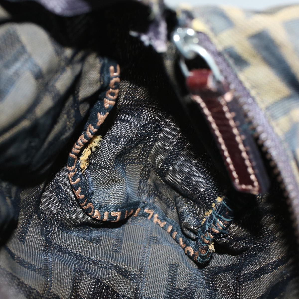 FENDI Zucca Canvas Hand Bag Black Brown59091