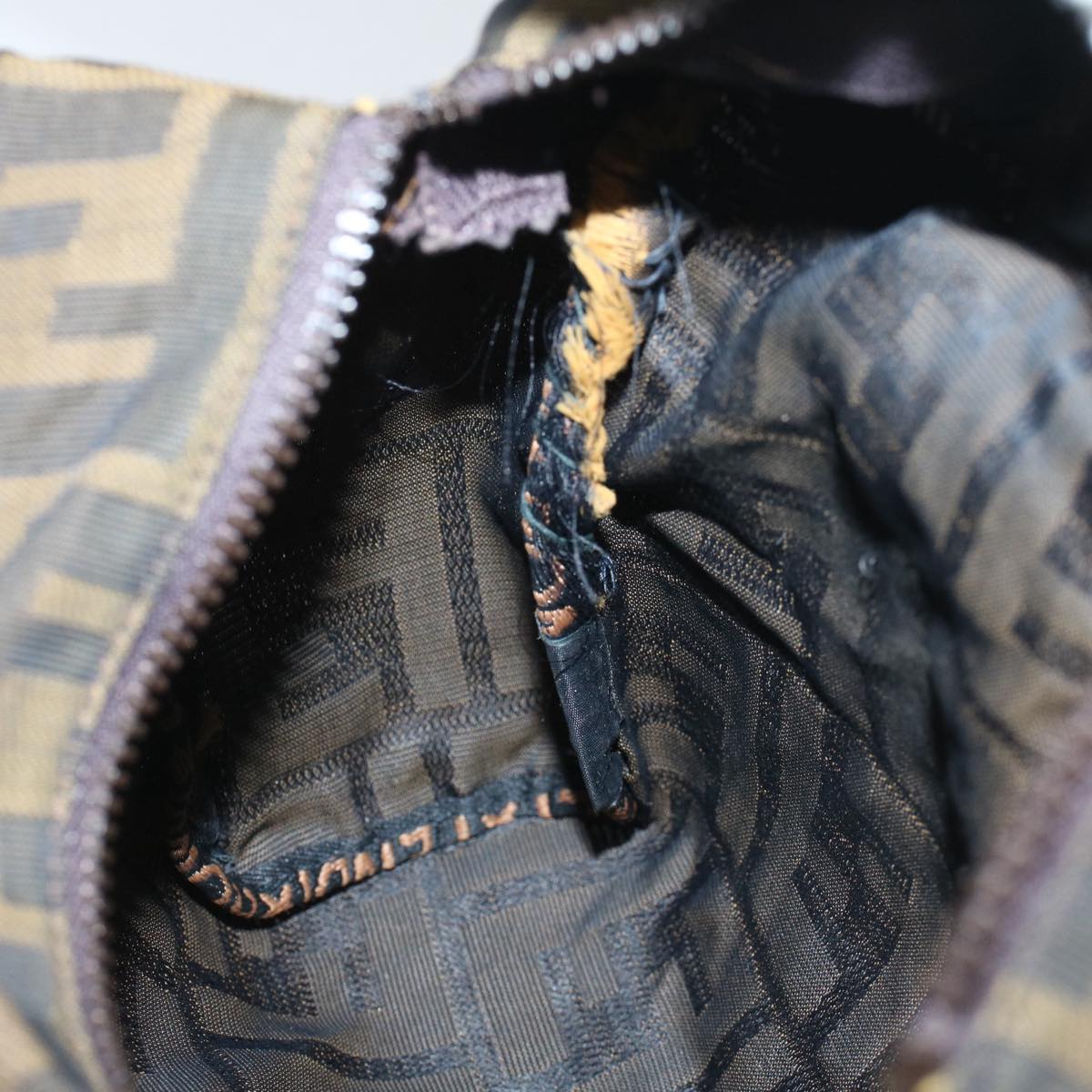 FENDI Zucca Canvas Hand Bag Black Brown59091