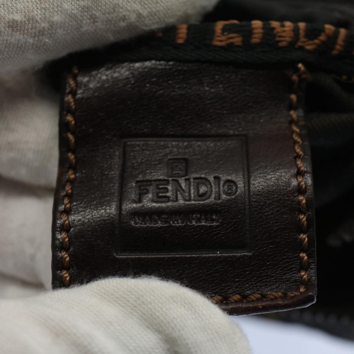 FENDI Zucca Canvas Hand Bag Black Brown59091