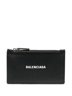 Balenciaga Logo Print Cash Card Wallet Black