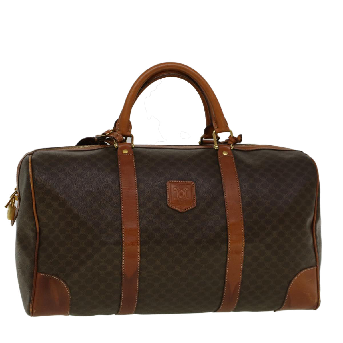 CELINE Macadam Canvas Boston Bag PVC Leather Brown  59265