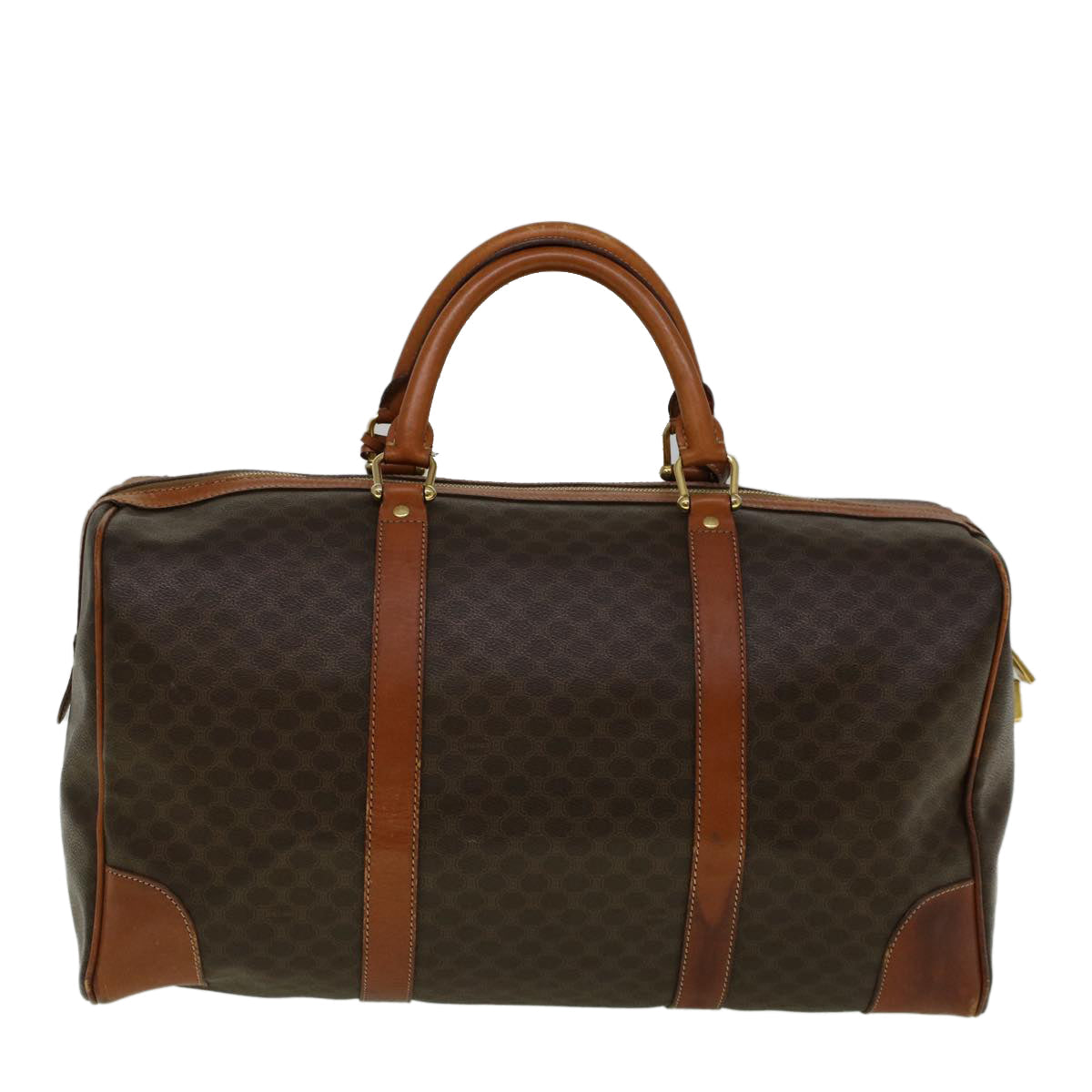 CELINE Macadam Canvas Boston Bag PVC Leather Brown  59265