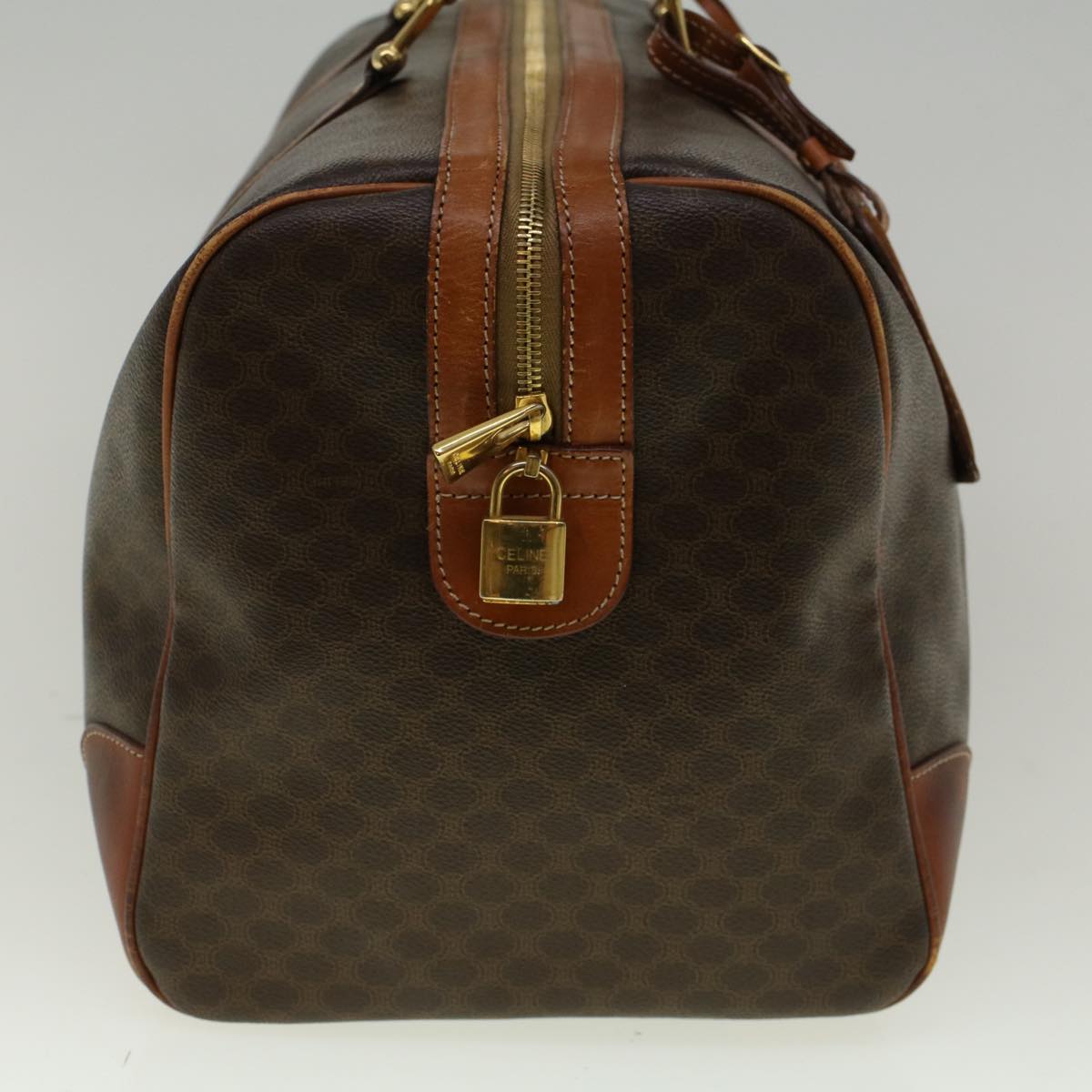 CELINE Macadam Canvas Boston Bag PVC Leather Brown  59265