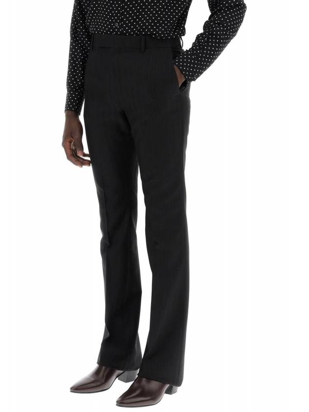 CELINE Striped Wool Flare Slacks Black