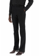 CELINE Striped Wool Flare Slacks Black