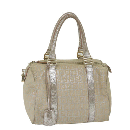 FENDI Zucchino Canvas Hand Bag Silver59329