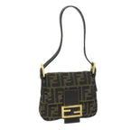 FENDI Zucca Canvas Mini Mamma Baguette Hand Bag Black Brown59810A