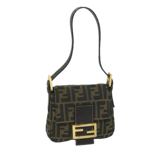 FENDI Zucca Canvas Mini Mamma Baguette Hand Bag Black Brown59810A