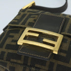 FENDI Zucca Canvas Mini Mamma Baguette Hand Bag Black Brown59810A