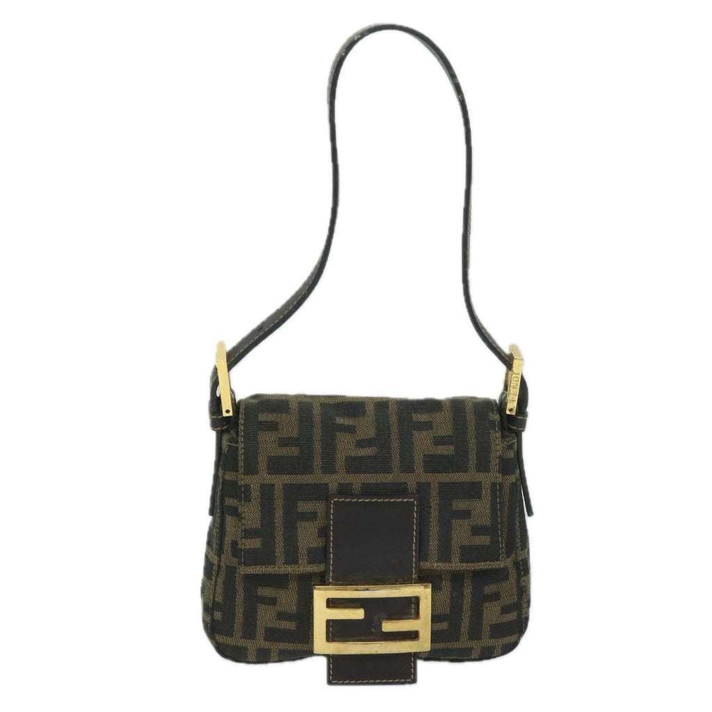 FENDI Zucca Canvas Mini Mamma Baguette Hand Bag Black Brown59810A