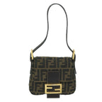FENDI Zucca Canvas Mini Mamma Baguette Hand Bag Black Brown59810A