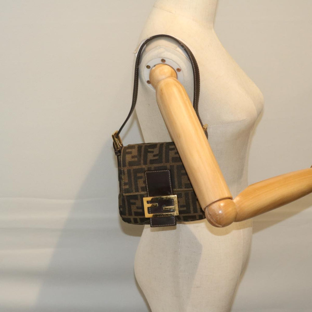 FENDI Zucca Canvas Mini Mamma Baguette Hand Bag Black Brown59810A