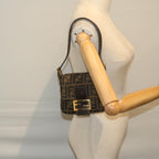 FENDI Zucca Canvas Mini Mamma Baguette Hand Bag Black Brown59810A