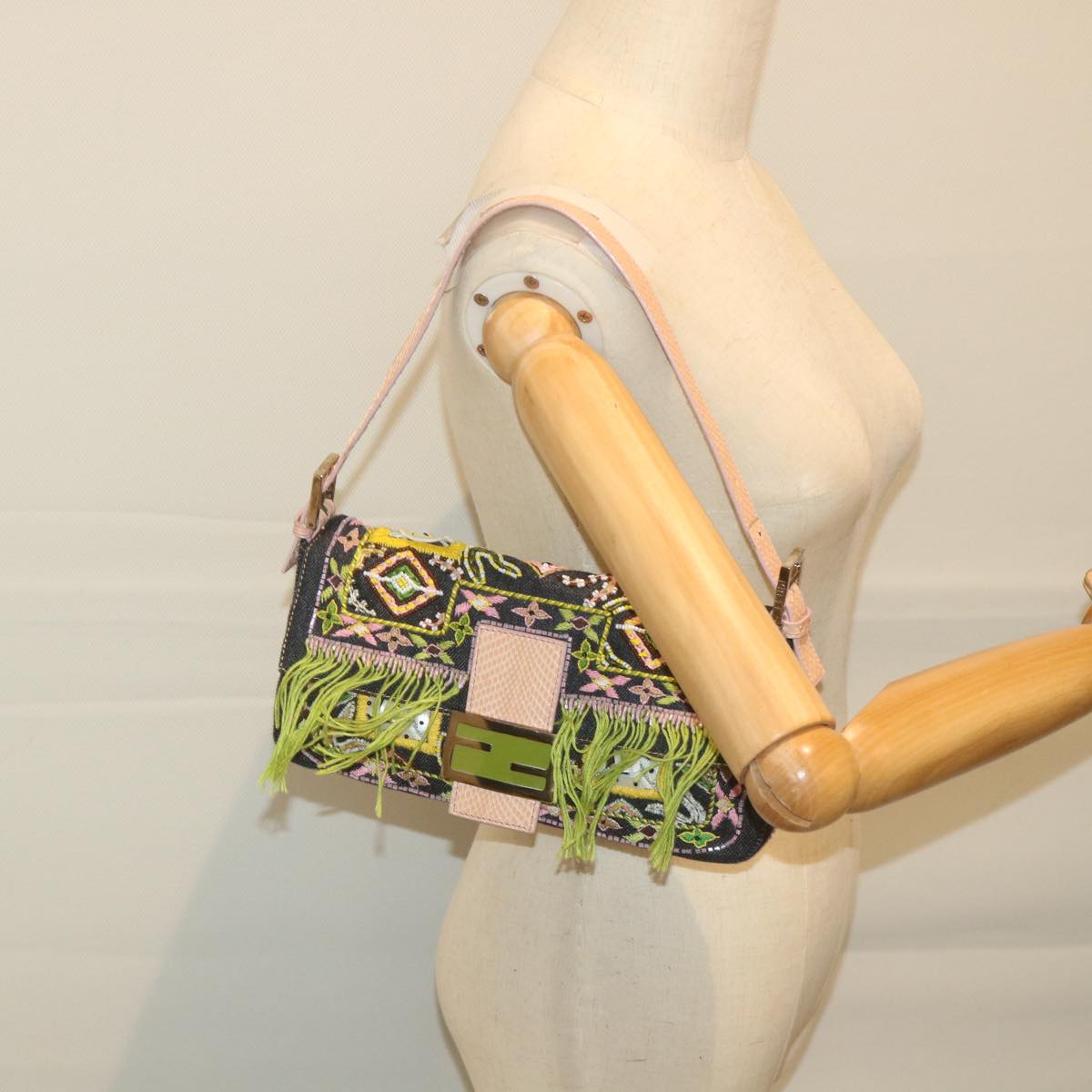 FENDI Mamma Baguette Shoulder Bag Denim Navy59814A