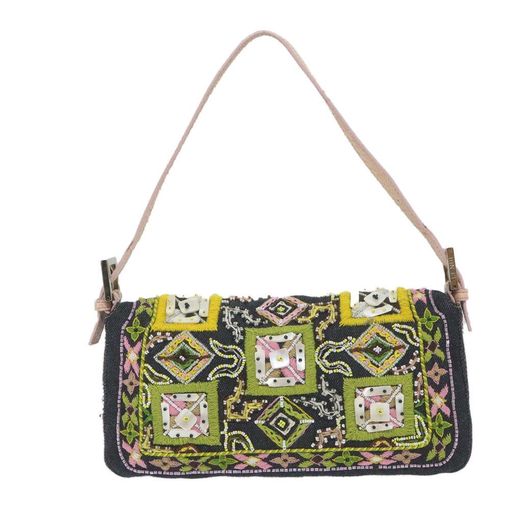 FENDI Mamma Baguette Shoulder Bag Denim Navy59814A