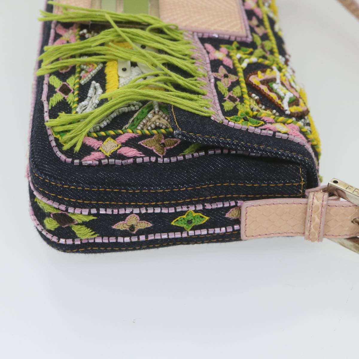 FENDI Mamma Baguette Shoulder Bag Denim Navy59814A