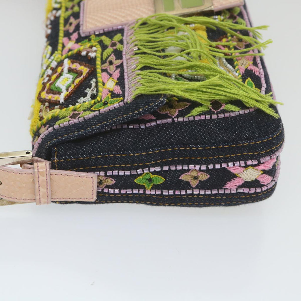 FENDI Mamma Baguette Shoulder Bag Denim Navy59814A