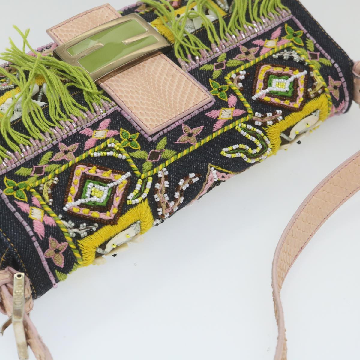 FENDI Mamma Baguette Shoulder Bag Denim Navy59814A