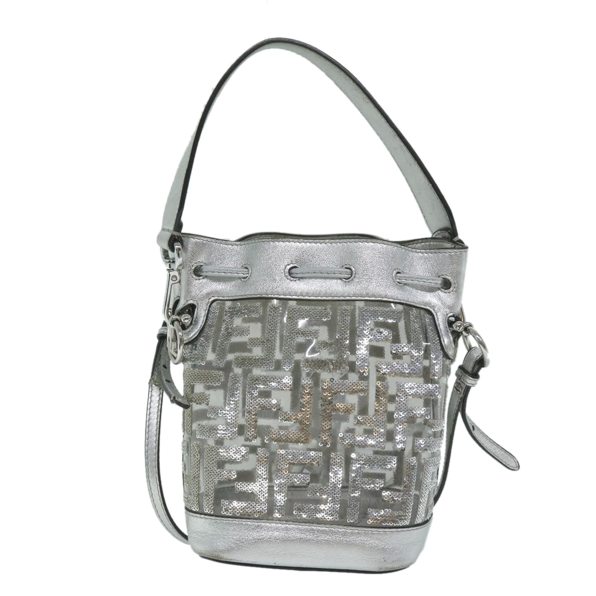 FENDI Zucca Canvas Montrezor Shoulder Bag Silver59882A