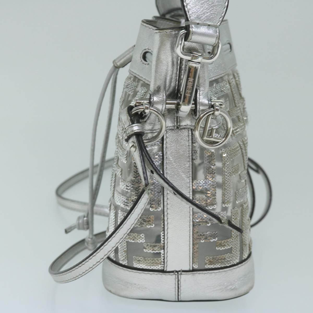 FENDI Zucca Canvas Montrezor Shoulder Bag Silver59882A