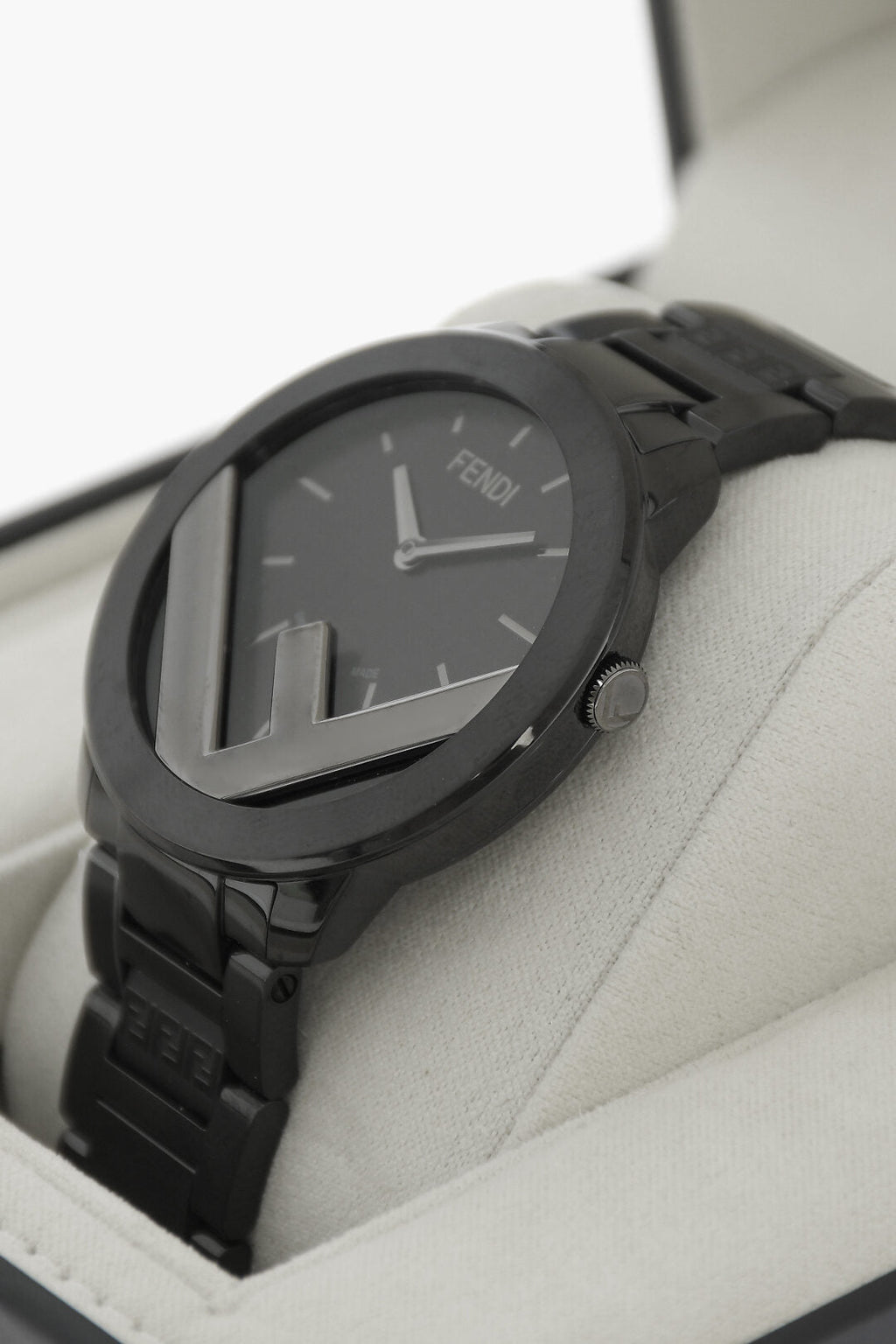 Fendi Analog Watch With Logoed Metal Strap