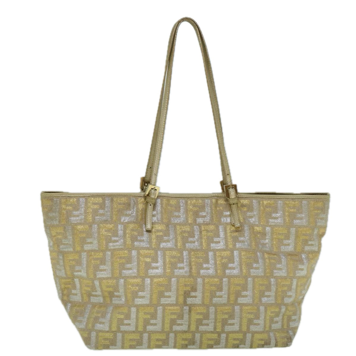 FENDI Zucca Canvas Tote Bag Gold Silver59911