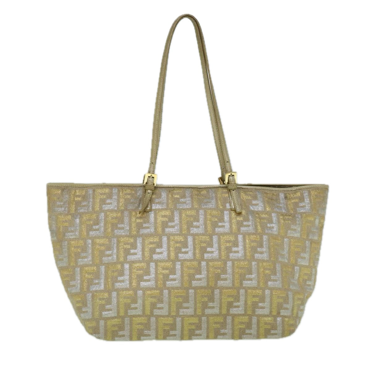 FENDI Zucca Canvas Tote Bag Gold Silver59911