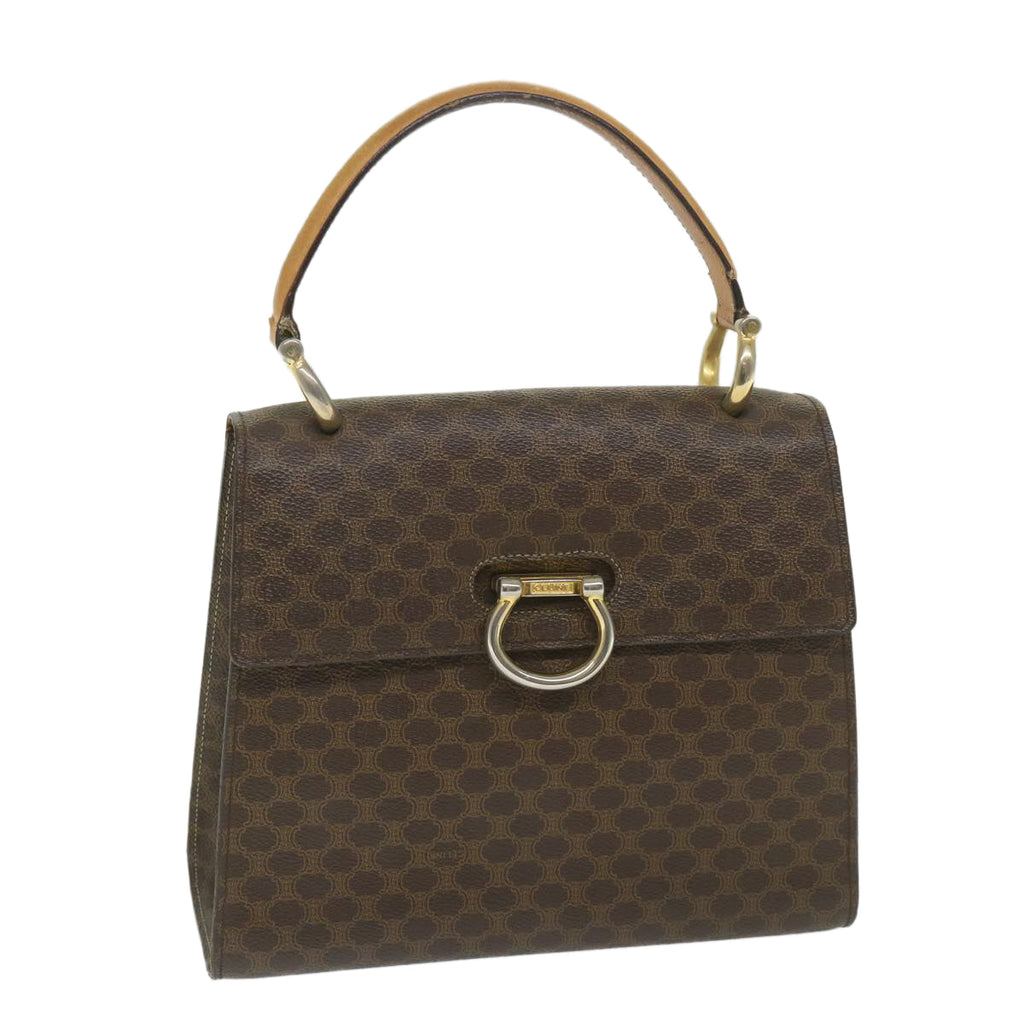 CELINE Macadam Canvas Hand Bag PVC Leather Brown  59942