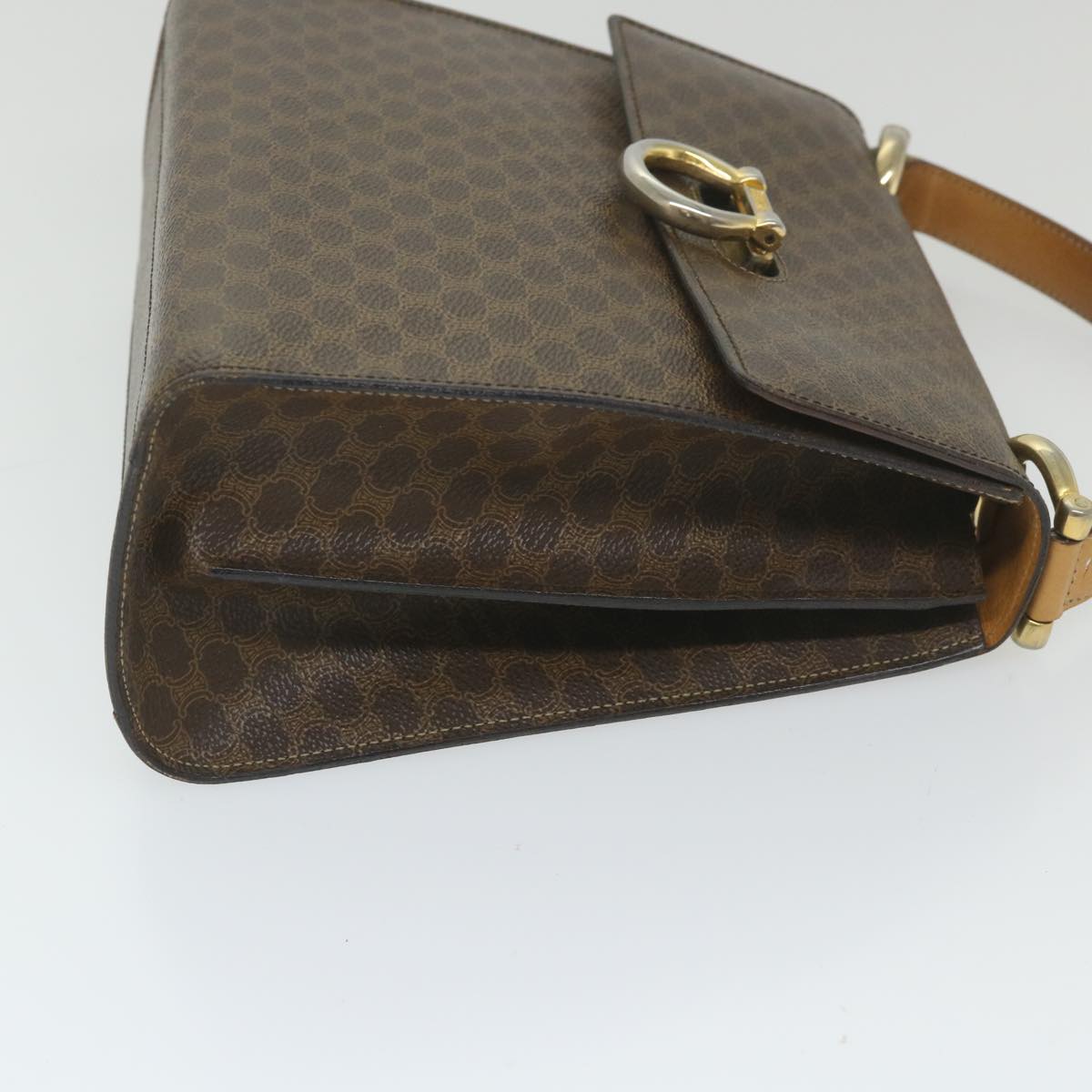 CELINE Macadam Canvas Hand Bag PVC Leather Brown  59942