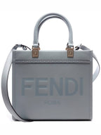 Fendi Sunshine Embossed Logo Small Tote Bag Light Blue