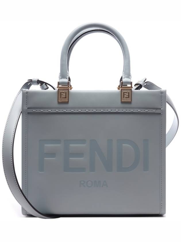 Fendi Sunshine Embossed Logo Small Tote Bag Light Blue