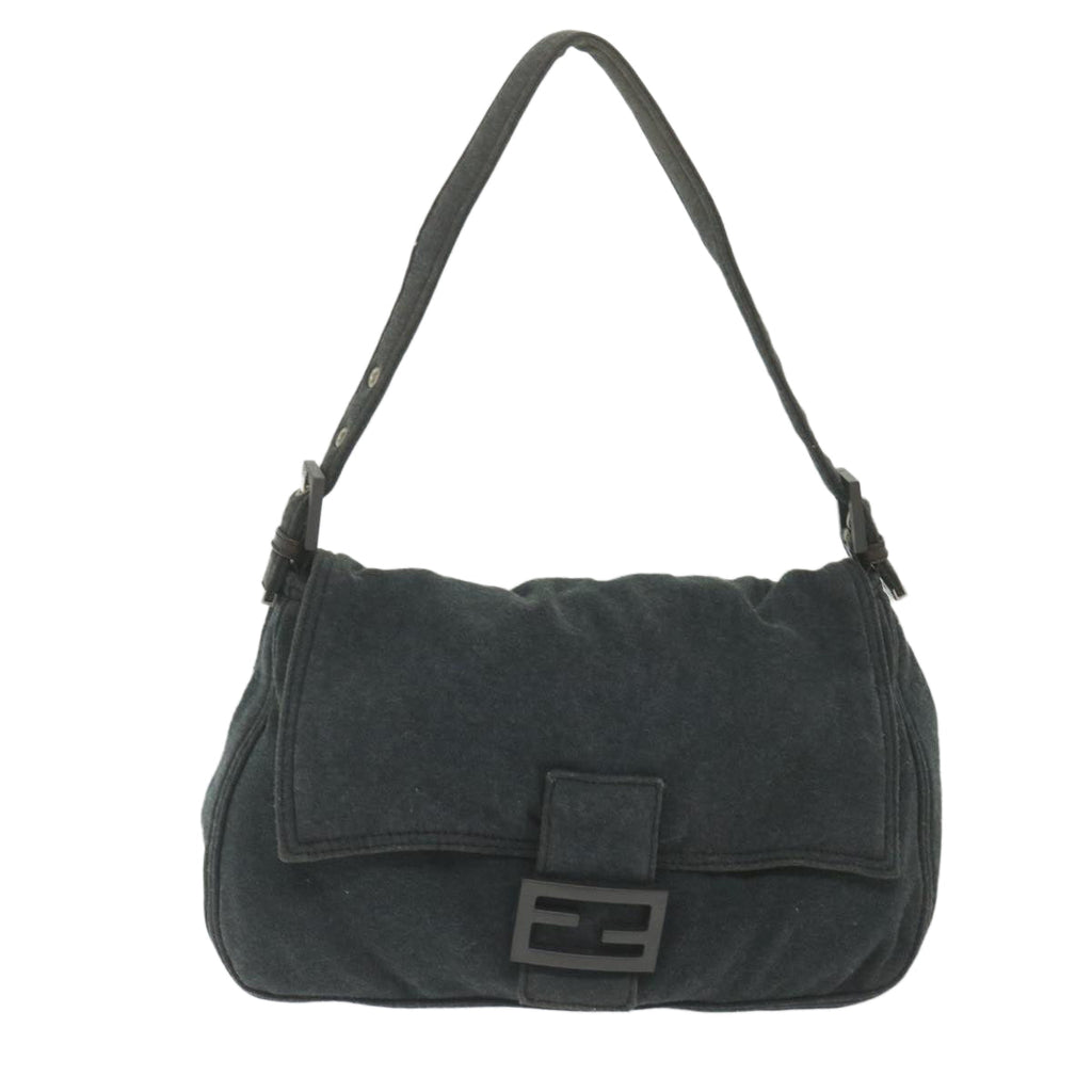 FENDI Mamma Baguette Shoulder Bag Cotton Gray 2321 26325 00859998
