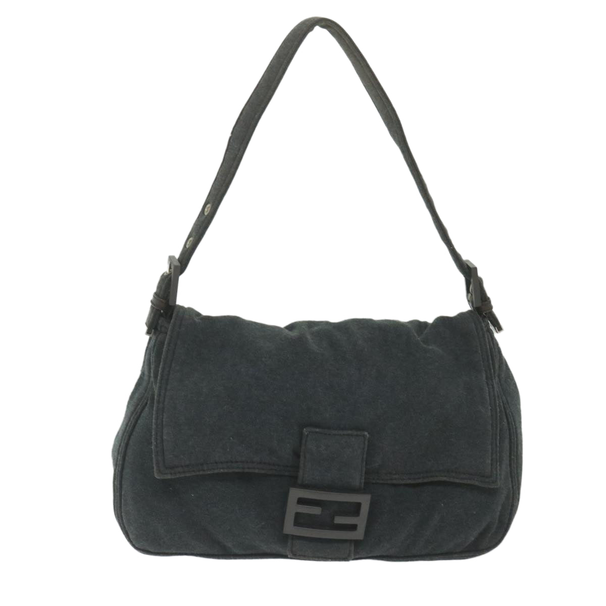 FENDI Mamma Baguette Shoulder Bag Cotton Gray 2321 26325 00859998