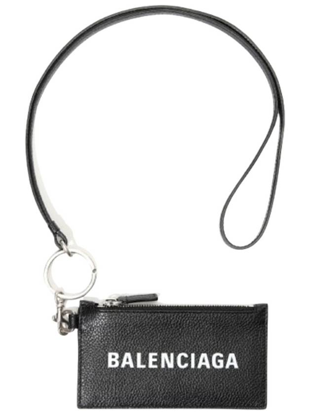 Balenciaga Cash Keyring Card Case Black Silver