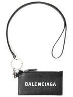 Balenciaga Cash Keyring Card Case Black Silver