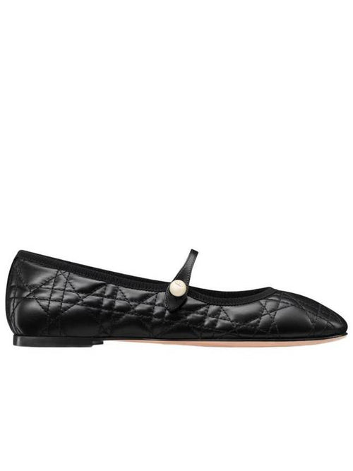 Quilted Cannage Lambskin Ballet Flats Black Dior