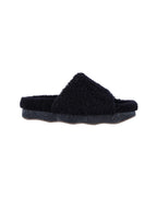 Chloe Wavy Slides in Black Shearling and Leather