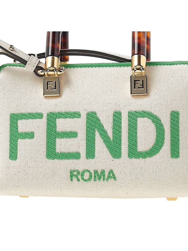 Fendi By The Way Small Canvas Tote Bag Green White