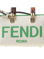 Fendi By The Way Small Canvas Tote Bag Green White